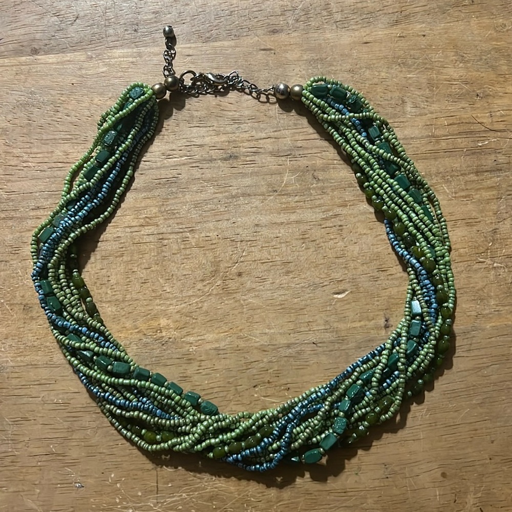 Multi Beaded Green Blue Necklace